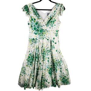 Rabbit Rabbit Rabbit Size 6 Ruffle Sleeve Tea Dress Green Floral Easter Coquette